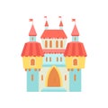 Fairytale Medieval Magic Castle Fortress, Colorful Fantasy Kingdom Cartoon Vector Illustration Royalty Free Stock Photo