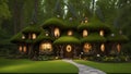 Fairytale mushroom house in an mushroom wonderland - Generative AI Royalty Free Stock Photo