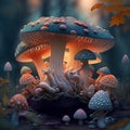 Fairytale mushrooms magic forest mystical illustration Royalty Free Stock Photo