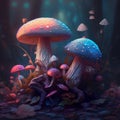 Fairytale mushrooms magic forest mystical illustration Royalty Free Stock Photo