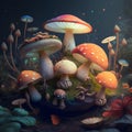 Fairytale mushrooms magic forest mystical illustration Royalty Free Stock Photo