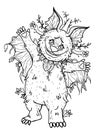 Fairytale night forest animal, funny friendly creature in full growth, naughty, cute bat with big round head.