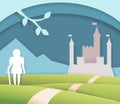 Fairytale paper castle. art. Vector Royalty Free Stock Photo