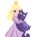 Fairytale Princess embraces purple cat