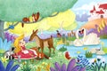 Fairytale princess with wild animals friends Royalty Free Stock Photo