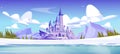 Fairytale royal castle near mountains in winter Royalty Free Stock Photo