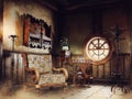 Fairytale room with vintage objects