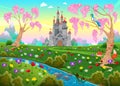 Fairytale scenery with castle Royalty Free Stock Photo