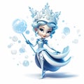 Fairytale Snow Queen in cartoon style