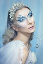 Creative make up snow quee Royalty Free Stock Photo