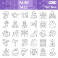 Fairytale thin line icon set, fantasy symbols collection or sketches. Magic linear style signs for web and app. Vector