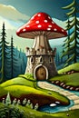 Fairytale tiny mushroom castle Royalty Free Stock Photo