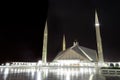 Faisal Mosque in Islamabad at night. Royalty Free Stock Photo