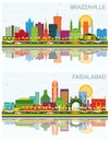 Faisalabad Pakistan and Brazzaville Republic of Congo City Skyline Set