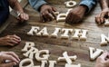 Faith alphabets on the table