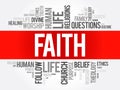 Faith - complete trust or confidence in someone or something, word cloud concept background Royalty Free Stock Photo