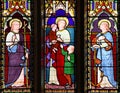 Faith Hope Charity stained glass window Royalty Free Stock Photo