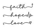 FAITH, HOPE, LOVE. Bible, religious, churh vector quote.