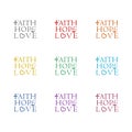 Faith hope love icon isolated on white background. Set icons colorful Royalty Free Stock Photo