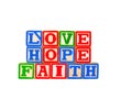 Faith, Hope, Love Letter Blocks Horizontal 1