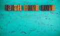 Faith Hope and Love Spelled in Wooden Type Set Block Letters