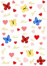 Faith, love and hope with hearts and butterflies