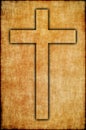 Faith symbol. Cross on ols paper. Royalty Free Stock Photo