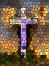 Faith symbol. Stained glass cross. Royalty Free Stock Photo