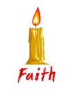 Faith symbolized by a candle vector illustration, hope and belief concept, religion Christianity