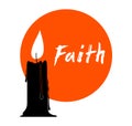 Faith symbolized by a candle vector illustration, hope and belief concept, religion Christianity and pray.