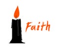 Faith symbolized by a candle vector illustration, hope and belief concept, religion Christianity and pray.