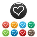 Faithful heart icons set color vector