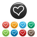 Faithful heart icons set color