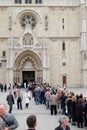 The faithful waiting in line in front of the cathedral to see the body of St. Leopold Mandic, Zagreb