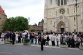 The faithful waiting in line in front of the cathedral to see the body of St. Leopold Mandic, Zagreb