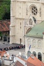 The faithful waiting in line in front of the cathedral to see the body of St. Leopold Mandic, Zagreb