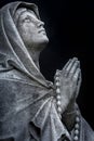 Faithfull Virgin Mary with praying hands and blessing, looking at the sky