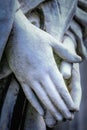 Faithfull Virgin Mary with praying hands and blessing, looking at the sky