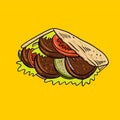 Fajita. Mexican food. Hand drawn vector illustration