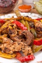 Fajita Peppers with Chicken Breast Meat Royalty Free Stock Photo