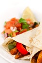 Fajita wraps with peppers and salsa