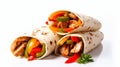 Fajita Wraps Wrapped in Grilled Flour Tortillas and Filled with Variety of Fillings Such as Chicken, Chili and Shrimp and Fresh