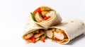 Fajita Wraps Wrapped in Grilled Flour Tortillas and Filled with Variety of Fillings Such as Chicken, Chili and Shrimp and Fresh