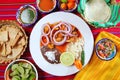 Fajitas mexican food with rice frijoles Royalty Free Stock Photo