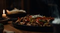 Fajitas with peppers, onions, and tender strips of beef