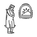 Fajr Dawn Prayer Icon. Doodle Hand Drawn or Outline Icon Style