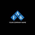 FAk letter logo design on BLACK background. FAk creative initials letter logo concept. FAk letter design.FAk letter logo design on Royalty Free Stock Photo