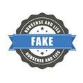 Fake badge - sticker with inscription Fake, falsification concept