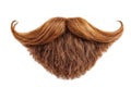 Fake brown handlebar mustache and beard on white background Royalty Free Stock Photo