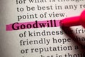 Definition of the word goodwill